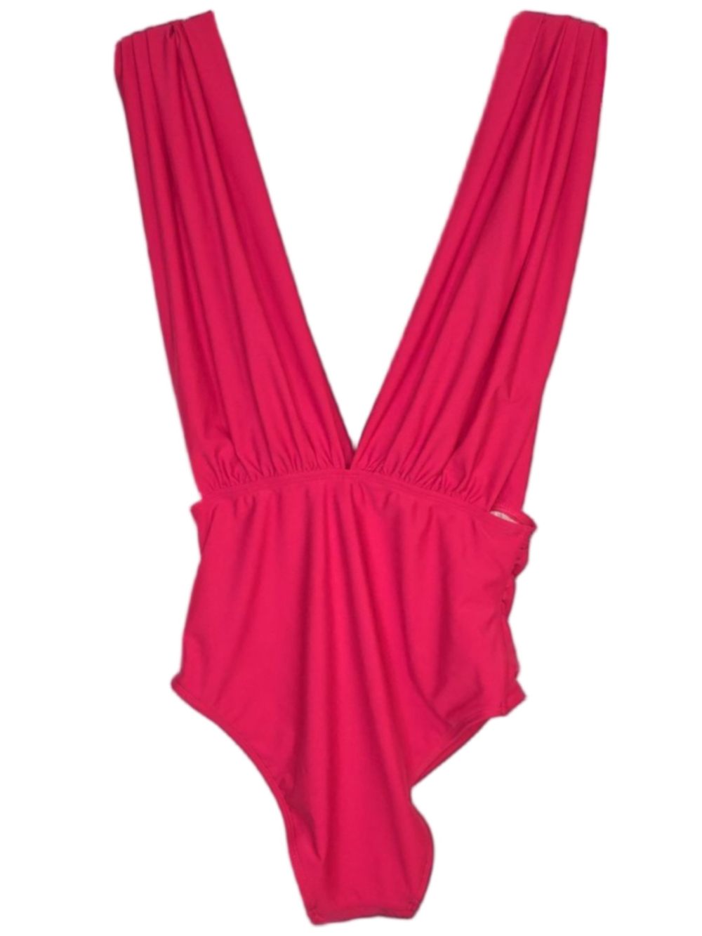 Cupshe One Piece Swimsuit Womens M Cherry Red Plunge Ruched Tummy Control - Picture 4 of 11